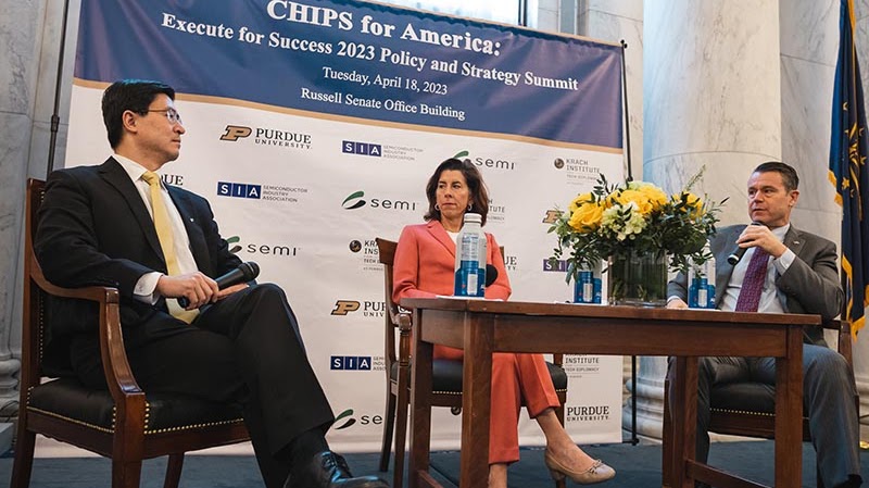 Purdue convenes CHIPS summit in D.C. with Sec. Raimondo and Sen. Young, announces sustainability index and facility investment