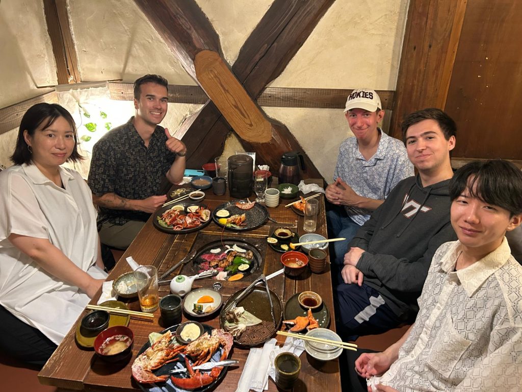 a group eating at a restaurant