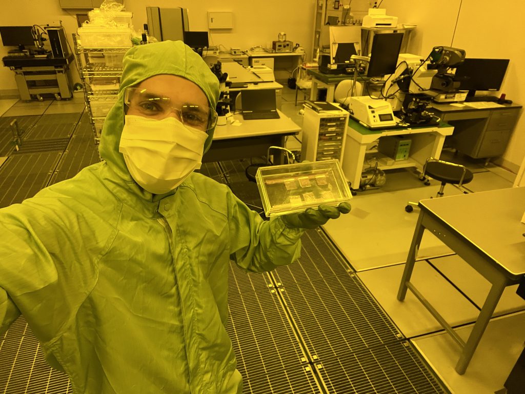 A student in a cleanroom