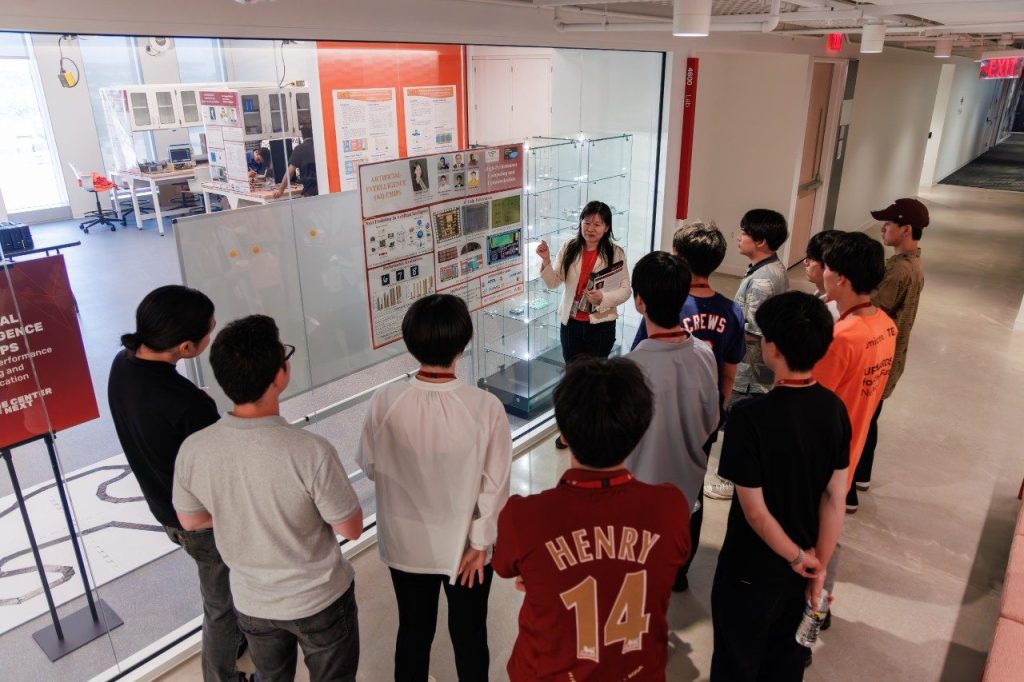 The University Partnership for Workforce Advancement and Research & Development in Semiconductors (UPWARDS) summer camp at Virginia Tech's Academic Building One. Photo by Craig Newcomb for Virginia Tech.